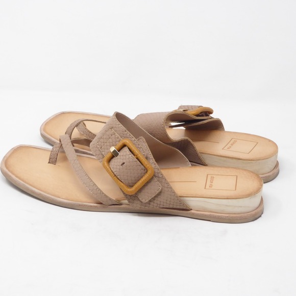 Dolce Vita Womens Perris Sandals Tan Snakeskin Embossed Buckle Toe Loop Size 10 - Picture 5 of 10